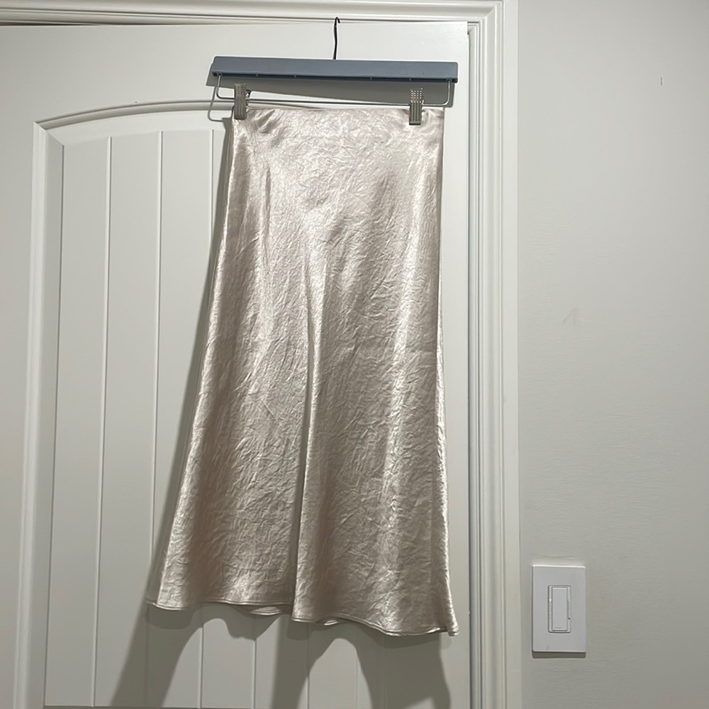 Babaton champagne silk midi skirt size 0